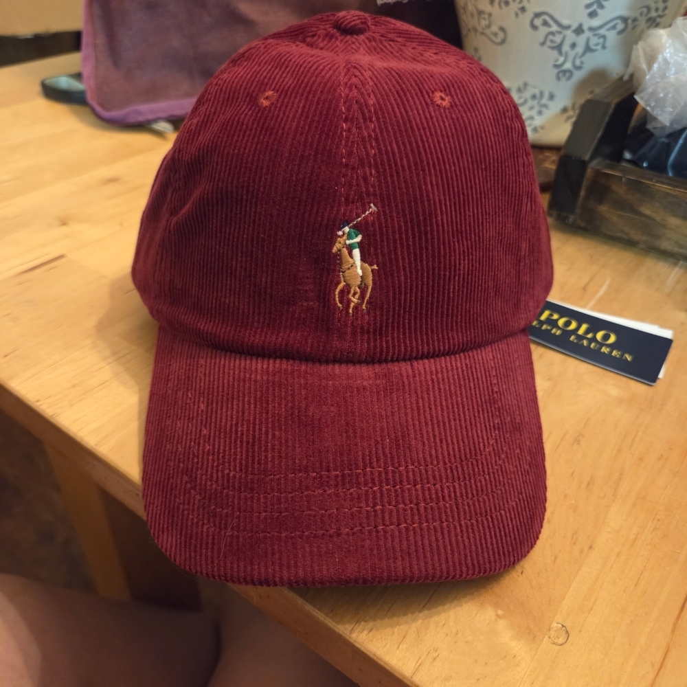 Polo by Ralph Lauren Men's Burgundy Corduroy Polo Player Hat - Picture 5 of 8